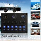 2x6 Gang Waterproof Car Marine Boat Circuit LED On/Off Rocker Switch Panel
