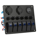 2x6 Gang Waterproof Car Marine Boat Circuit LED On/Off Rocker Switch Panel