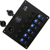 2x6 Gang Waterproof Car Marine Boat Circuit LED On/Off Rocker Switch Panel