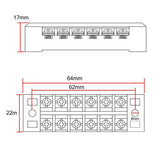 Maxbell 2x600V 15A 6 Positions Wire Barrier Strips Double Row Screw Terminal Blocks