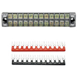 Maxbell 15x600V 15A 12 Positions Barrier Strips Dual Row Screw Electric Terminal Blocks