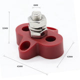 Maxbell 2xBoat DC48V Heavy Duty Single Terminal Stud M8 Power Distribution Block Red