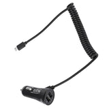 Maxbell 2xMicro USB Car Fast Charger Adapter with Coiled  Cable & Dual Ports
