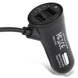 Maxbell 2xMicro USB Car Fast Charger Adapter with Coiled  Cable & Dual Ports