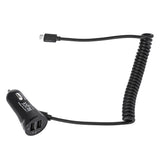 Maxbell 2xMicro USB Car Fast Charger Adapter with Coiled  Cable & Dual Ports