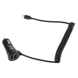 Maxbell 2xMicro USB Car Fast Charger Adapter with Coiled  Cable & Dual Ports