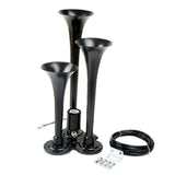 Maxbell Loud 150dB 3/Triple Trumpet Train Air Horn With 12V Electric Solenoid Black - Aladdin Shoppers