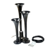 Maxbell Loud 150dB 3/Triple Trumpet Train Air Horn With 12V Electric Solenoid Black - Aladdin Shoppers