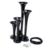 Maxbell Loud 150dB 4/Four Trumpet Train Air Horn With 12V Electric Solenoid Black - Aladdin Shoppers