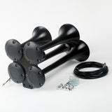 Maxbell Loud 150dB 4/Four Trumpet Train Air Horn With 12V Electric Solenoid Black - Aladdin Shoppers