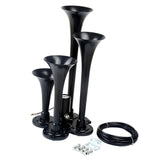 Maxbell Loud 150dB 4/Four Trumpet Train Air Horn With 12V Electric Solenoid Black - Aladdin Shoppers