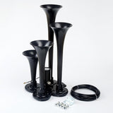 Maxbell Loud 150dB 4/Four Trumpet Train Air Horn With 12V Electric Solenoid Black - Aladdin Shoppers