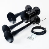 Maxbell Loud 150dB 4/Four Trumpet Train Air Horn With 12V Electric Solenoid Black - Aladdin Shoppers