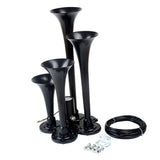 Maxbell Loud 150dB 4/Four Trumpet Train Air Horn With 12V Electric Solenoid Black - Aladdin Shoppers
