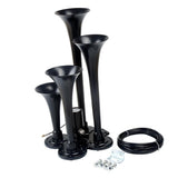 Maxbell Loud 150dB 4/Four Trumpet Train Air Horn With 12V Electric Solenoid Black - Aladdin Shoppers
