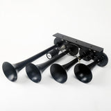 Maxbell 150DB Single Row Four Trumpet Train Air Horn 12V Electric Solenoid Black - Aladdin Shoppers