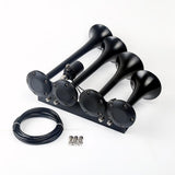 Maxbell 150DB Single Row Four Trumpet Train Air Horn 12V Electric Solenoid Black - Aladdin Shoppers