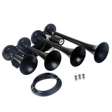 Maxbell 150DB Single Row Four Trumpet Train Air Horn 12V Electric Solenoid Black - Aladdin Shoppers