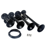 Maxbell 150DB Single Row Four Trumpet Train Air Horn 12V Electric Solenoid Black - Aladdin Shoppers