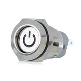 Maxbell Maxbell Latching Push Button Switch ON/OFF White Stainless Steel Shell with Green LED Ring Suitable for 16mm/4.57'' Mounting Hole