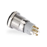 Maxbell Maxbell Latching Push Button Switch ON/OFF White Stainless Steel Shell with Green LED Ring Suitable for 16mm/4.57'' Mounting Hole