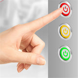 Maxbell Maxbell Latching Push Button Switch ON/OFF White Stainless Steel Shell with Green LED Ring Suitable for 16mm/4.57'' Mounting Hole