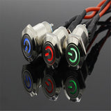 Maxbell Maxbell Latching Push Button Switch ON/OFF White Stainless Steel Shell with Green LED Ring Suitable for 16mm/4.57'' Mounting Hole