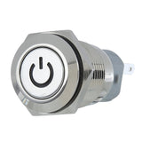 Maxbell Maxbell Latching Push Button Switch ON/OFF White Stainless Steel Shell with Green LED Ring Suitable for 16mm/4.57'' Mounting Hole