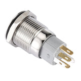 Maxbell Maxbell Latching Push Button Switch ON/OFF White Stainless Steel Shell with Green LED Ring Suitable for 16mm/4.57'' Mounting Hole