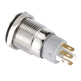 Maxbell Maxbell Latching Push Button Switch ON/OFF White Stainless Steel Shell with Green LED Ring Suitable for 16mm/4.57'' Mounting Hole