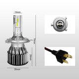 Maxbell Maxbell 2 X H4/9003 LED Headlight Bulbs Conversion Kit 60W 7600LM 6000K IP68 SLIVER