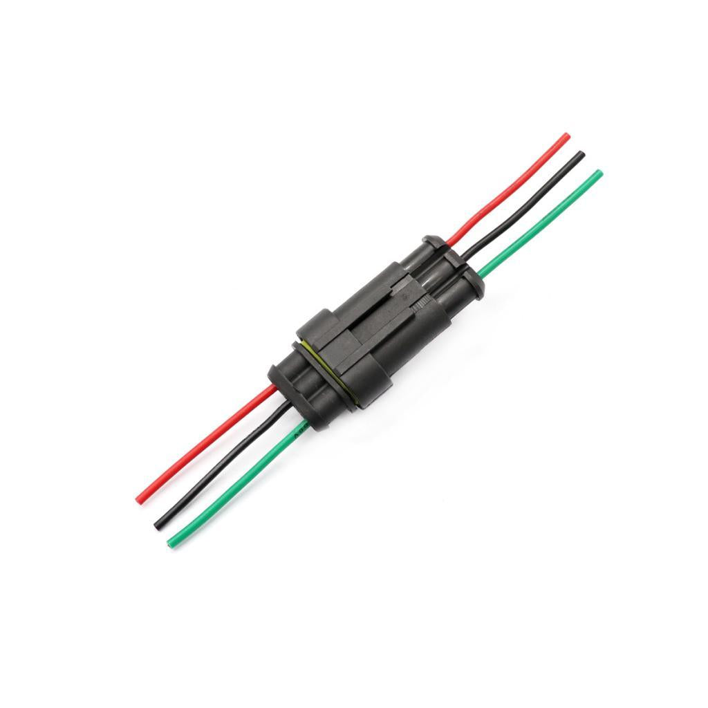 Maxbell Maxbell 3 Pin Way Car Waterproof Electrical Connector Plug with Wire AWG Marine Pack of 5