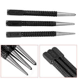 Center Punch, 3Pcs/Set Heavy Duty Centre Punch Steel Metal Spring Loaded Marking Hole Tool - Aladdin Shoppers