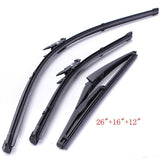 Maxbell 3 Pieces Front Rear Windshield Wiper Arm Blade 16'' 26'' 12'' for Fiat Grande Punto - Aladdin Shoppers