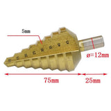 Power Tools Accessories, HSS Cone Drill Bit, 1/4 Inch Shank, 8 Steps, 10, 15, 20, 25, 30, 35, 40, 45mm - Aladdin Shoppers