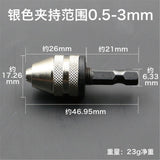 Keyless 3 Jaw Drill Chuck Converter Screwdriver Chuck Adapter, 1/4 Inch Hex Shank, 0.3-3.0mm Drill Bits - Aladdin Shoppers