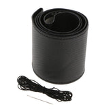Maxbell 2x Leather DIY Car Steering Wheel Cover 38cm W/ Needle and Thread Black