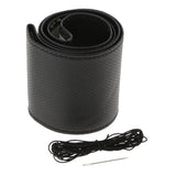 Maxbell 2x Leather DIY Car Steering Wheel Cover 38cm W/ Needle and Thread Black