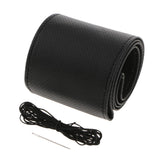 Maxbell 2x Leather DIY Car Steering Wheel Cover 38cm W/ Needle and Thread Black
