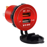 Maxbell 2xCar DC Aluminum Alloy Dual USB QC3.0 Quick Charge for LED Display  Green