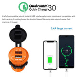 Maxbell 2xCar Aluminum Alloy USB QC3.0 Quick Charge for LED Display Golden Red