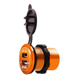 Maxbell 2xCar Aluminum Alloy USB QC3.0 Quick Charge for LED Display Golden Red