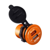 Maxbell 2xCar Aluminum Alloy USB QC3.0 Quick Charge for LED Display Golden Red