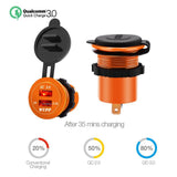 Maxbell 2xCar Aluminum Alloy USB QC3.0 Quick Charge for LED Display Golden Red