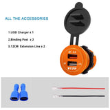 Maxbell 2xCar Aluminum Alloy USB QC3.0 Quick Charge for LED Display Golden Red