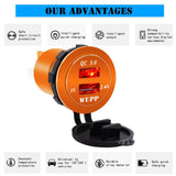 Maxbell 2xCar Aluminum Alloy USB QC3.0 Quick Charge for LED Display Golden Red