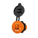 Maxbell 2xCar Aluminum Alloy USB QC3.0 Quick Charge for LED Display Golden Orange