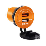 Maxbell 2xCar Aluminum Alloy USB QC3.0 Quick Charge for LED Display Golden Orange