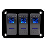 3 Gang ON-OFF Marine Ignition Toggle Rocker Switch Panel Waterproof For RV Car Boat Vehicles Truck Trailer Yacht (Blue LED) - Aladdin Shoppers