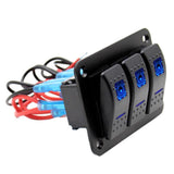 3 Gang ON-OFF Marine Ignition Toggle Rocker Switch Panel Waterproof For RV Car Boat Vehicles Truck Trailer Yacht (Blue LED) - Aladdin Shoppers